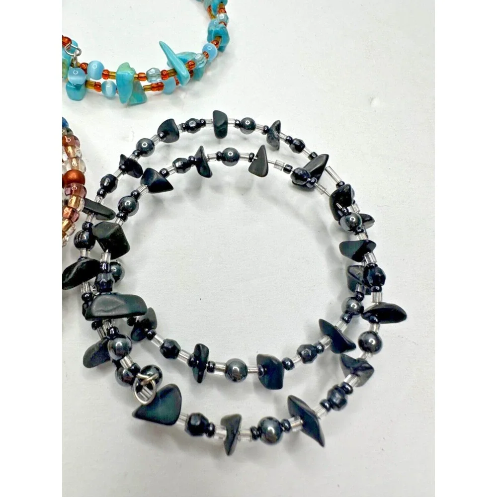 Wrap Bracelets Turquoise Black Quartz Brown Bead Freshwater Pearl Set 3 Stunning